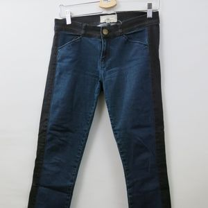 Current/Elliott Dark Wash Black Embroidered Jeans